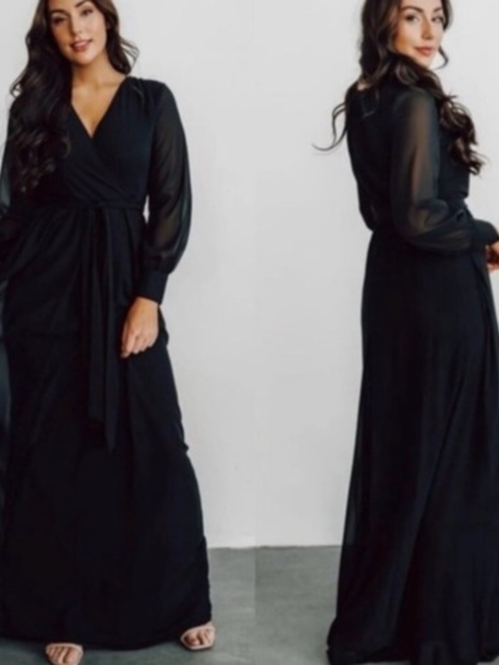Baltic Born Black Wrap Maxi Dress with Long Sleeves - Picture 6 of 7